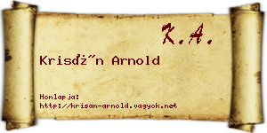 Krisán Arnold névjegykártya